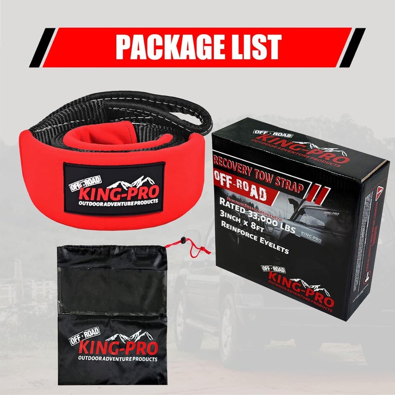 KING-PRO Tree Saver Strap 3in x 8ft, Emergency Recovery Tow Strap 33,000lbs Break Strength Tree Trunk Protector Rope for SUV ATV Off Road - Image 3